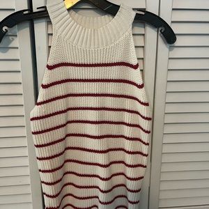 Ann Taylor Loft Sleeveless Red/White Sweater - NWT- Never sworn
